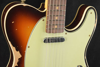 Fender 1960 Telecaster Custom Heavy Relic Super Faded Aged Chocolate 3-Color Sunburst 3A Rosewood Fingerboard