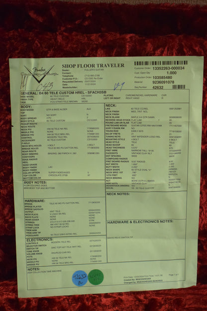 Fender 1960 Telecaster Custom Heavy Relic Super Faded Aged Chocolate 3-Color Sunburst 3A Rosewood Fingerboard