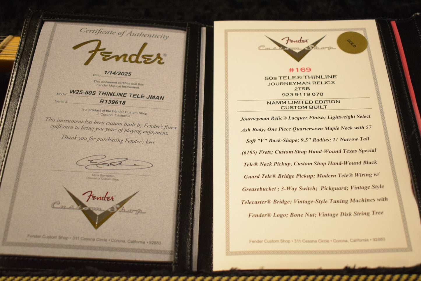 Fender Custom Shop 50's Tele Thinline Journeyman Relic 2 Tone Sunburst (NAMM 2025 Ltd Ed)