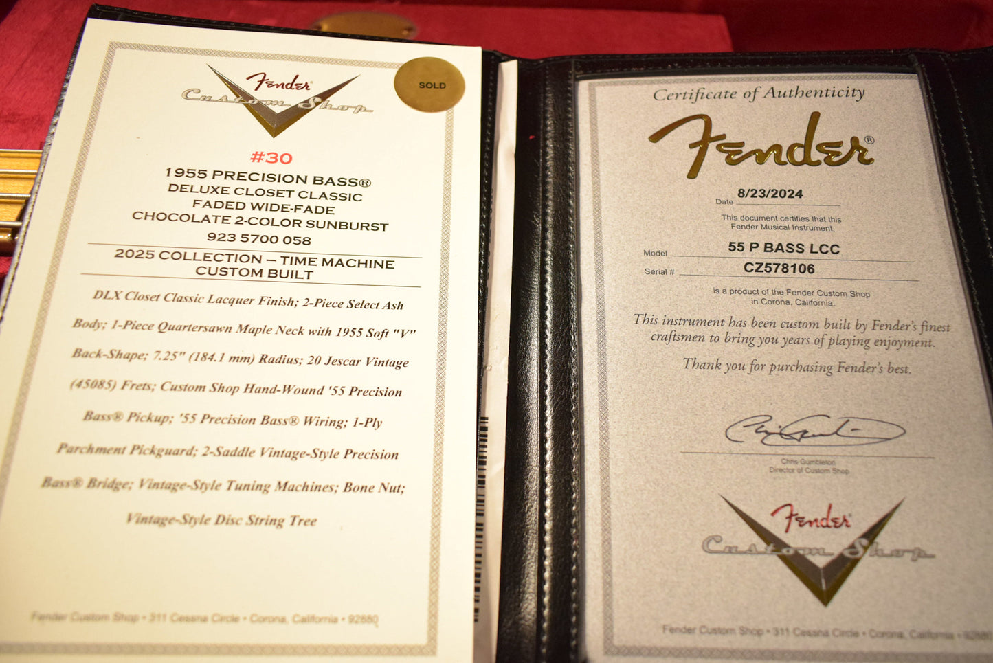 Fender Custom Shop 1955 Precision Bass DLX Closet Classic - Wide-Fade Chocolate 2-Color Sunburst