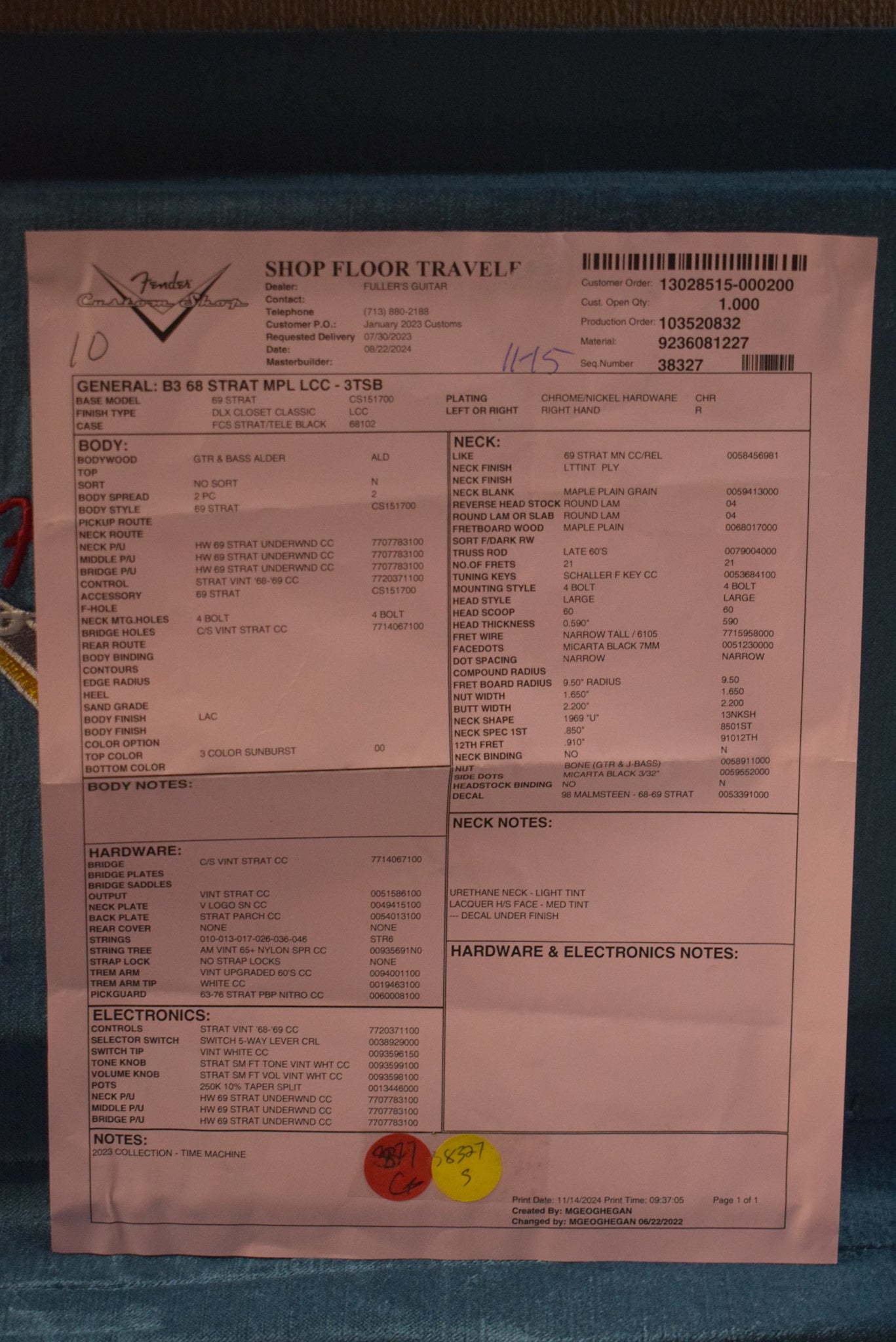 Fender Custom Shop 1968 Stratocaster DLX Closet Classic 3-Color Sunburst