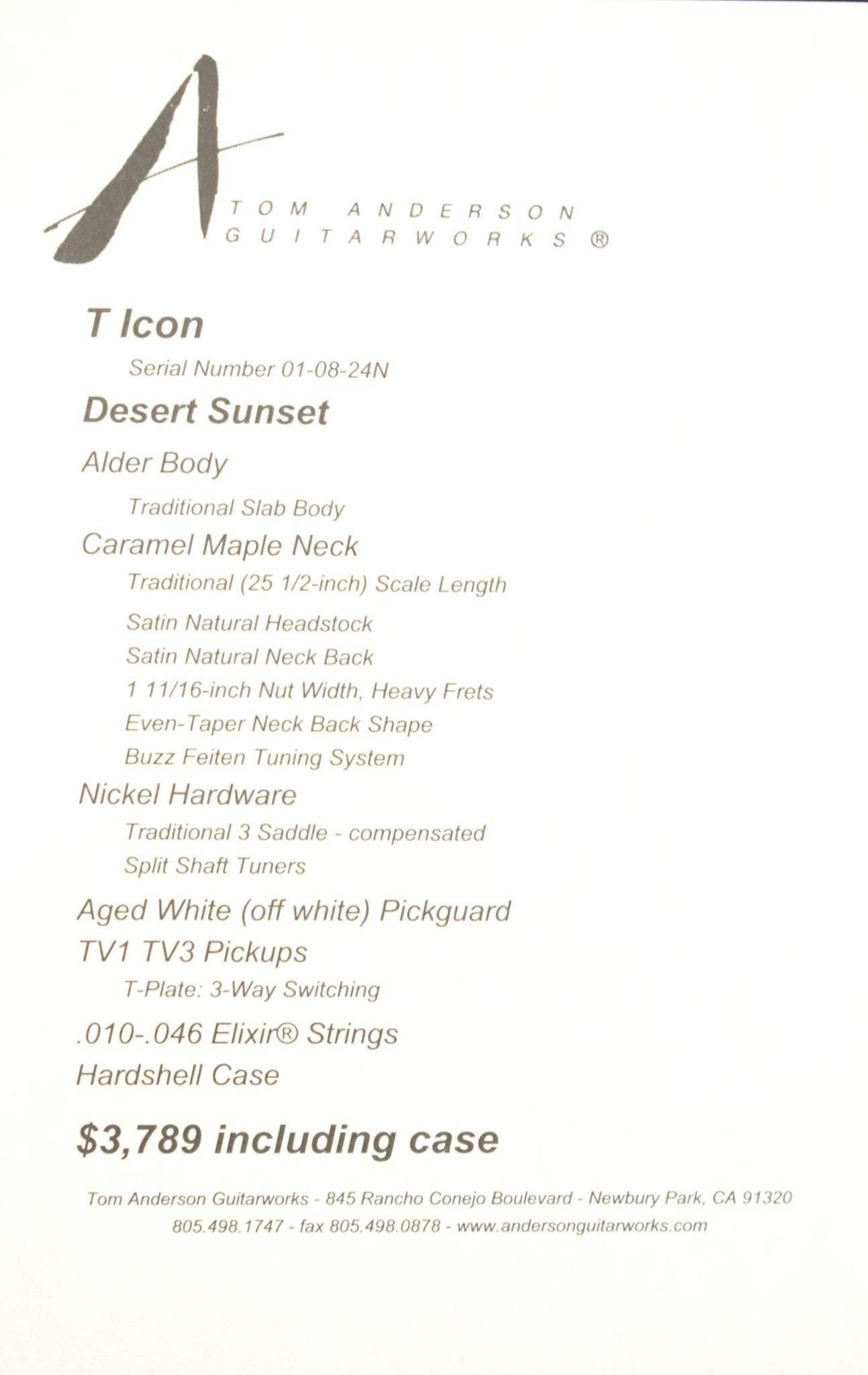 Tom Anderson T Icon Desert Sunset SCRATCH & DENT