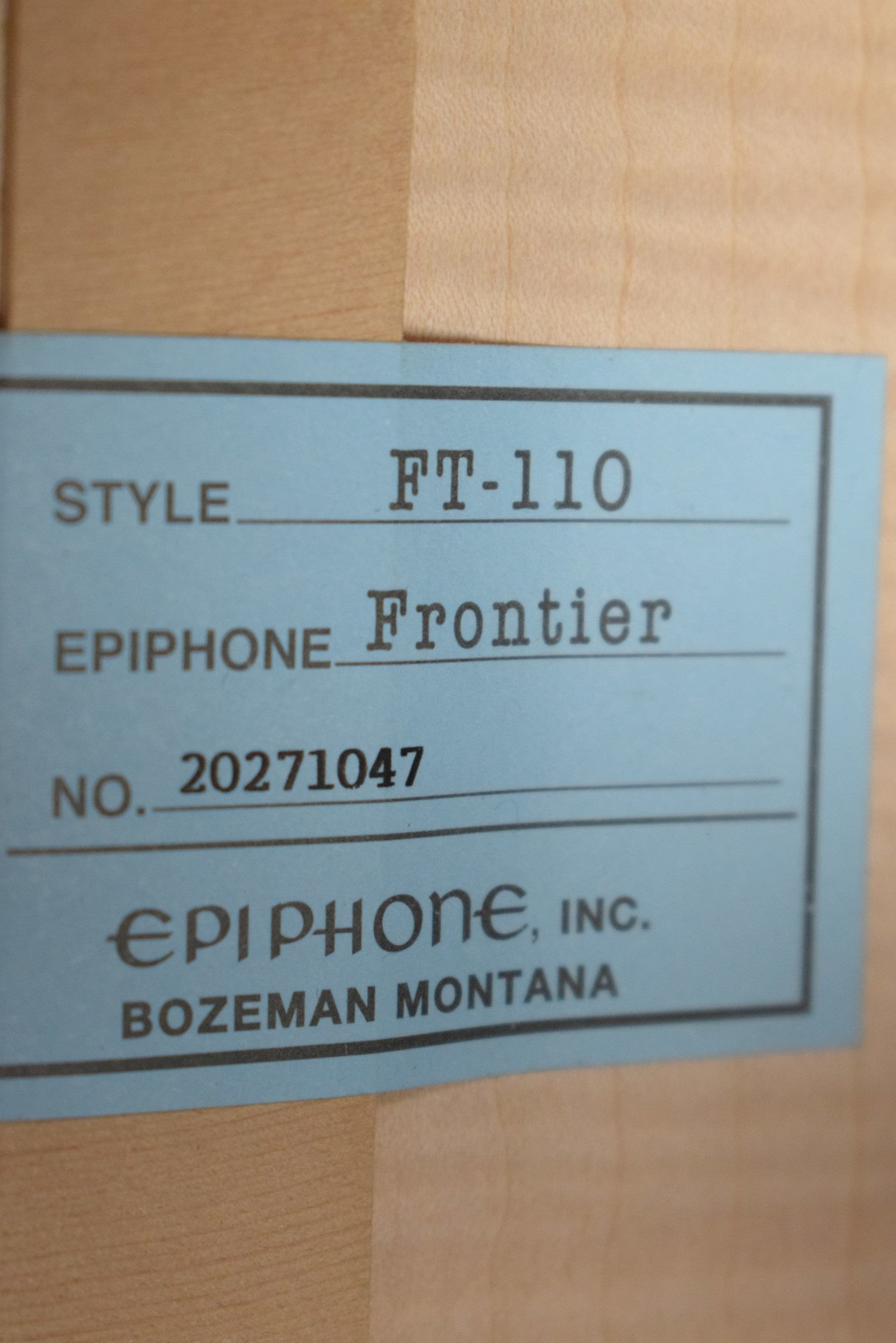 Epiphone Frontier (USA Collection) FT-110 Antique Natural