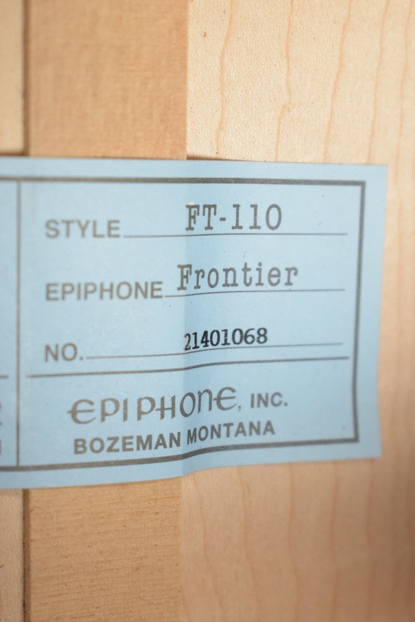 Epiphone Frontier (USA Collection) FT-110 Antique Natural