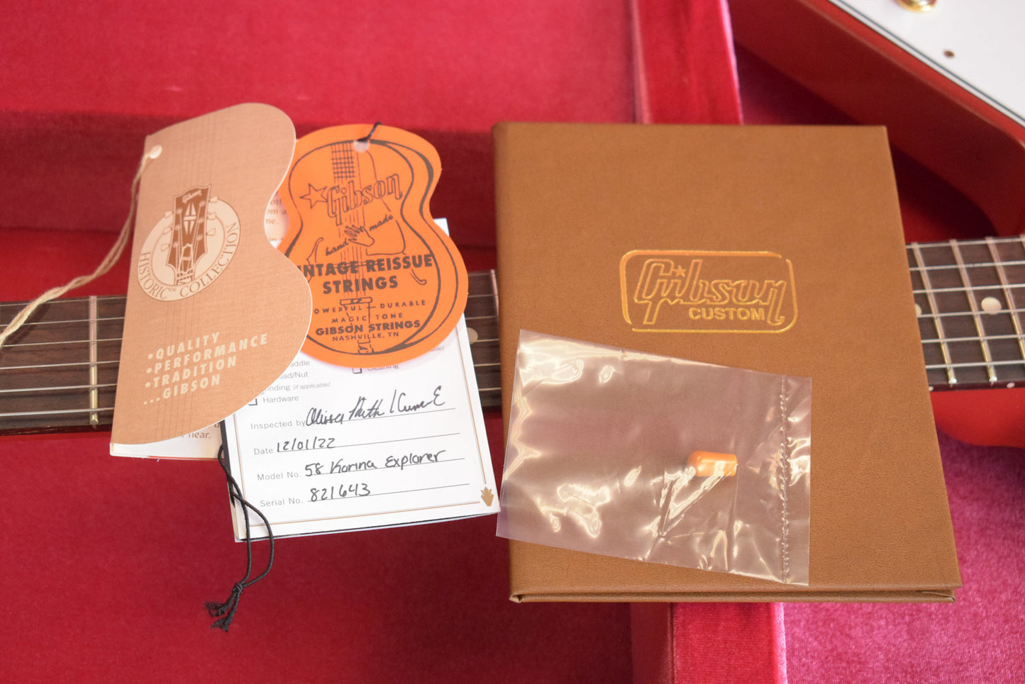 Gibson Custom Shop 1958 Korina Explorer VOS Cardinal Red Gold Hardware