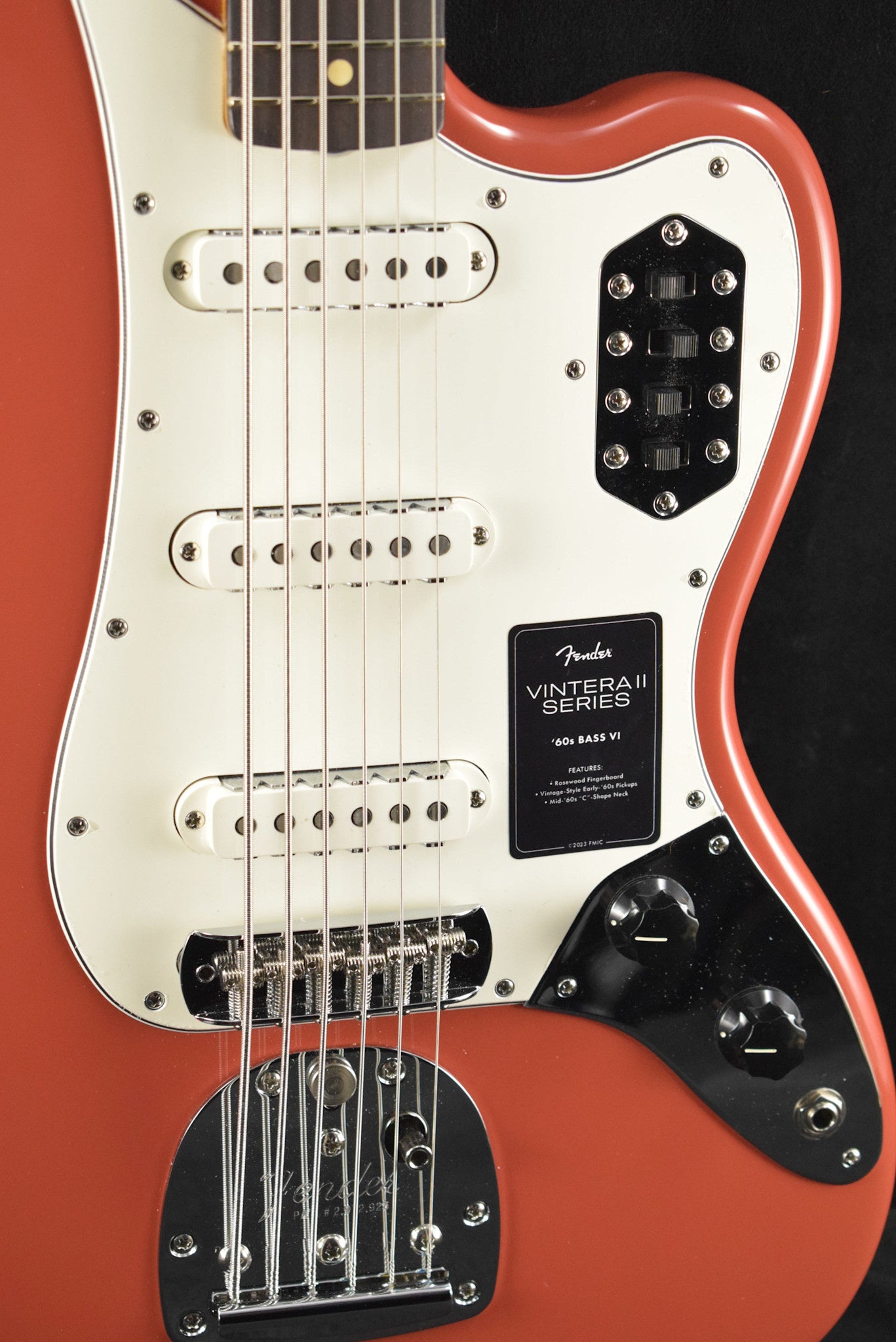 Fender Vintera II '60s Bass VI Fiesta Red Rosewood Fingerboard