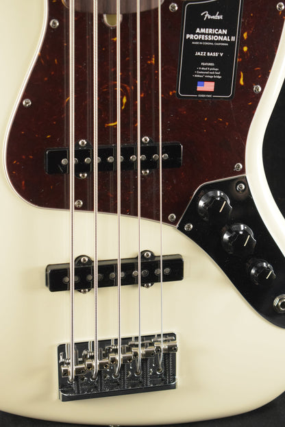 Fender American Professional II Jazz Bass V Olympic White Rosewood Fingerboard