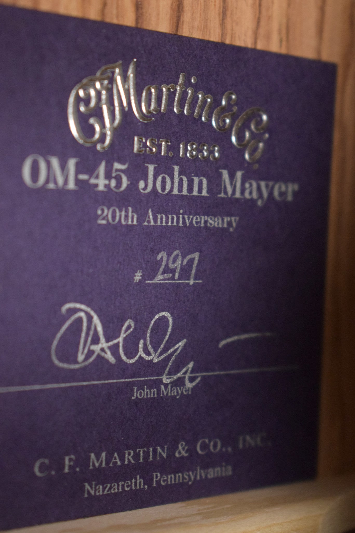 Martin OM-45 John Mayer 20th Anniversary Platinum Gray Burst