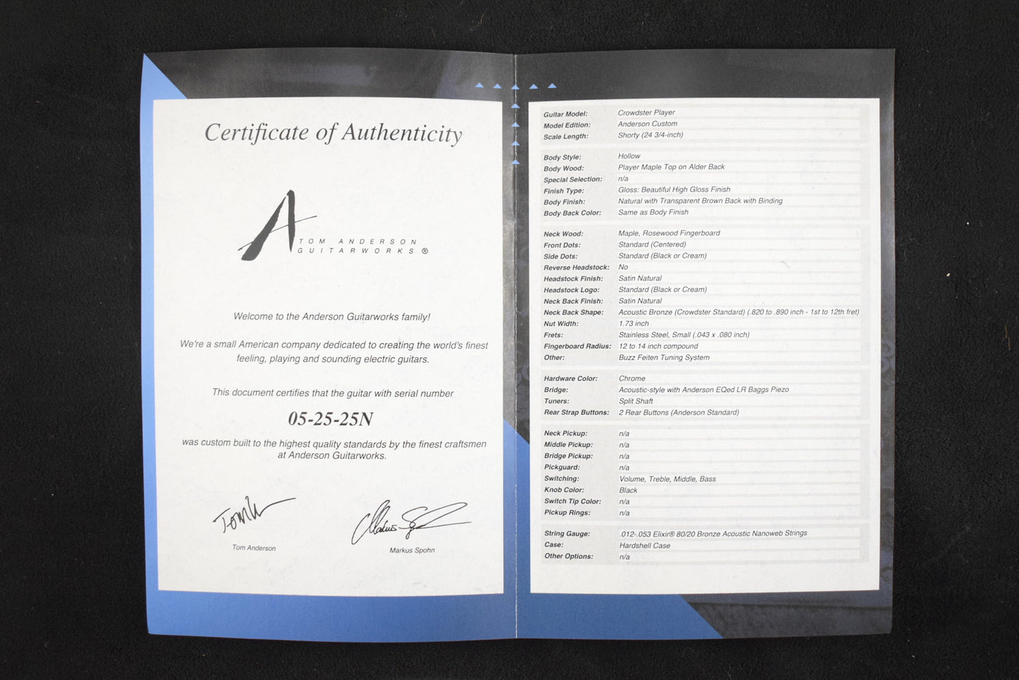 Tom Anderson Crowdster Player Natural with Transparent Brown Back with Binding