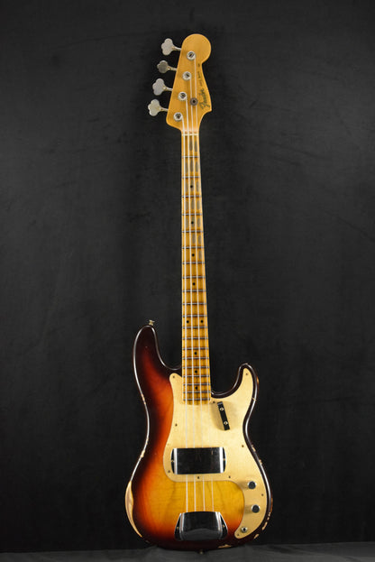 Fender Limited Edition P-Jazz Bass Relic Chocolate 3-Color Sunburst 1-Piece Quartersawn Maple Neck Fingerboard