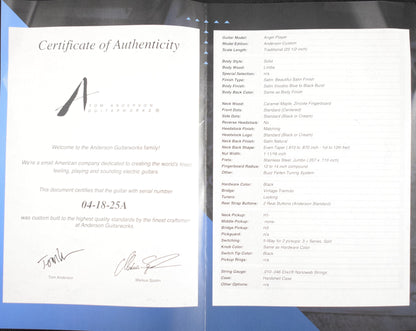 Tom Anderson Angel Player Satin Voodoo Blue to Black Burst