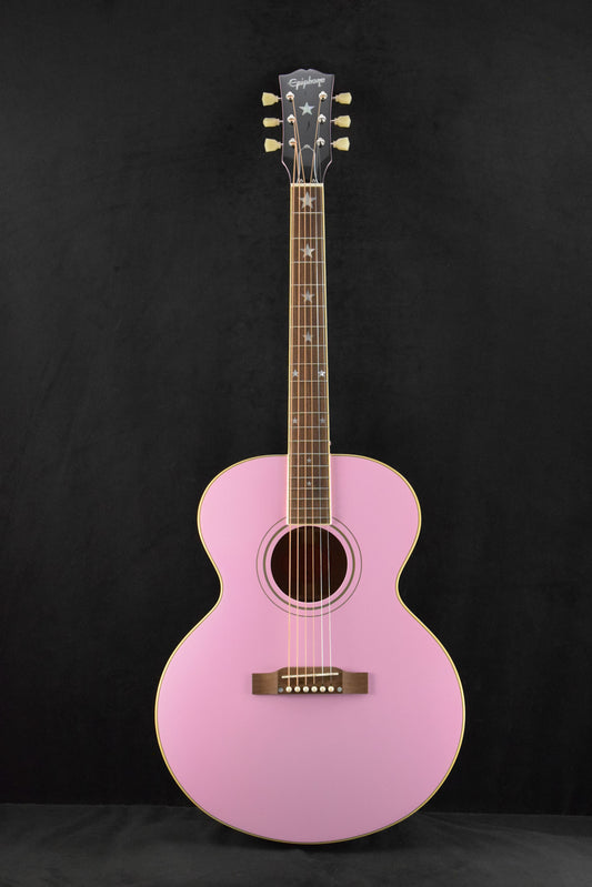 Epiphone IGC J-180 LS Long Scale Pink w/ Hardshell Case