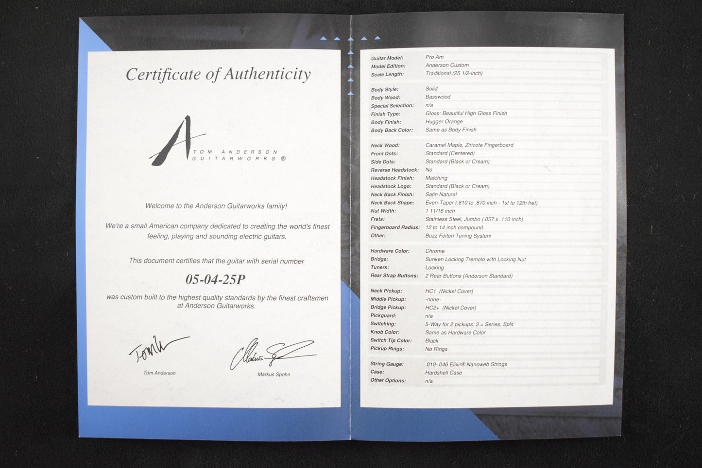 Tom Anderson Pro Am Hugger Orange