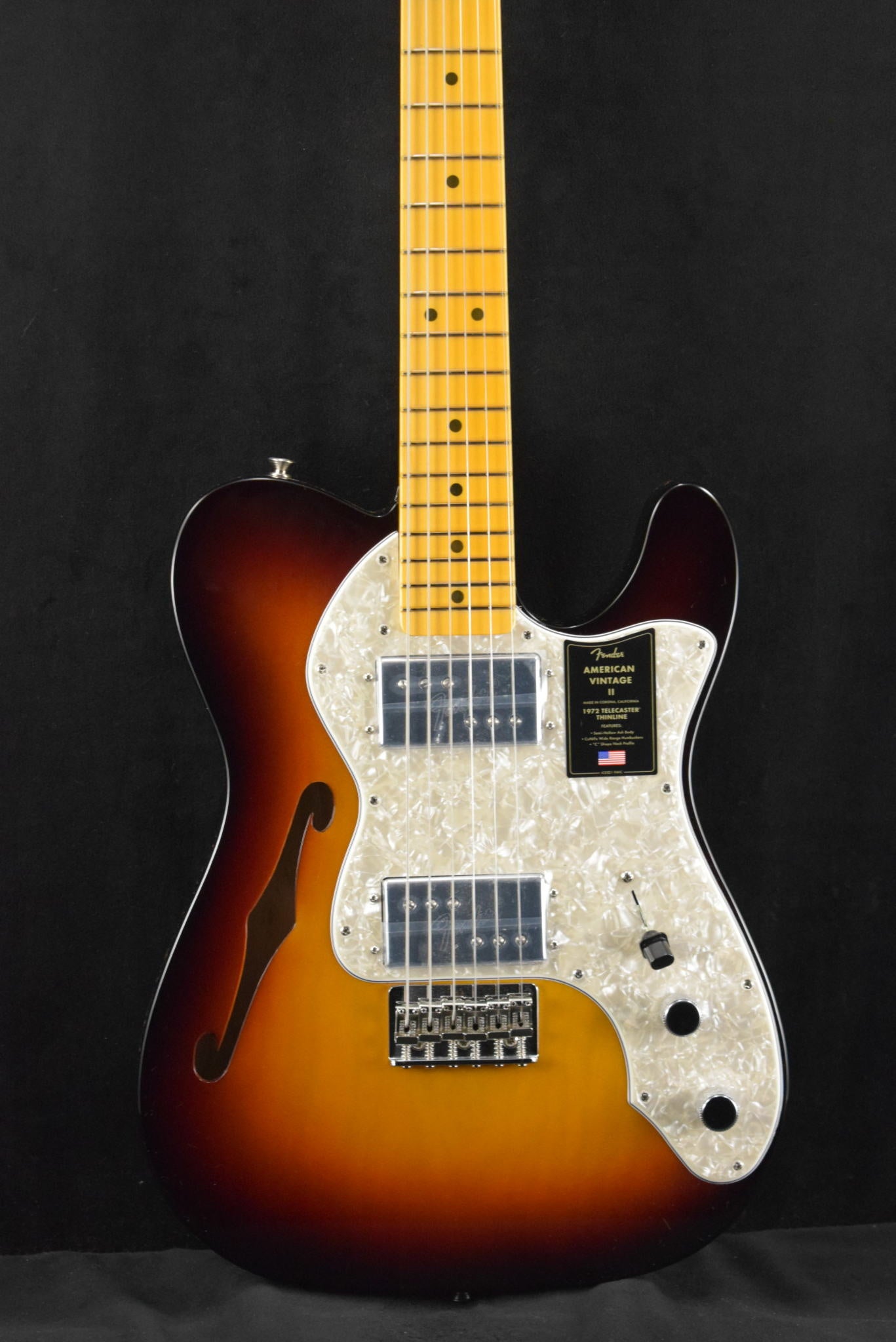 Fender American Vintage II 1972 Telecaster Thinline 3-Color Sunburst Maple Fingerboard